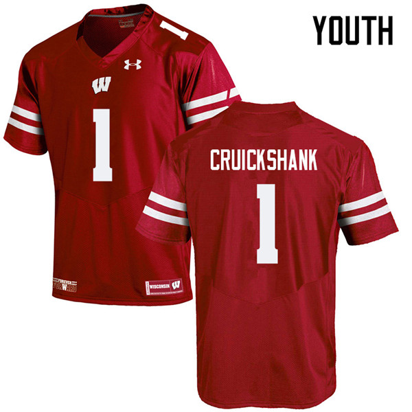 Wisconsin Badgers Youth #1 Aron Cruickshank NCAA Under Armour Authentic Red College Stitched Football Jersey FS40X74NV